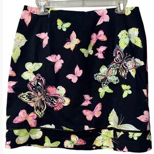 Creda Floral Butterfly Print Sequin Embroidered Pencil Skirt Ladies 8